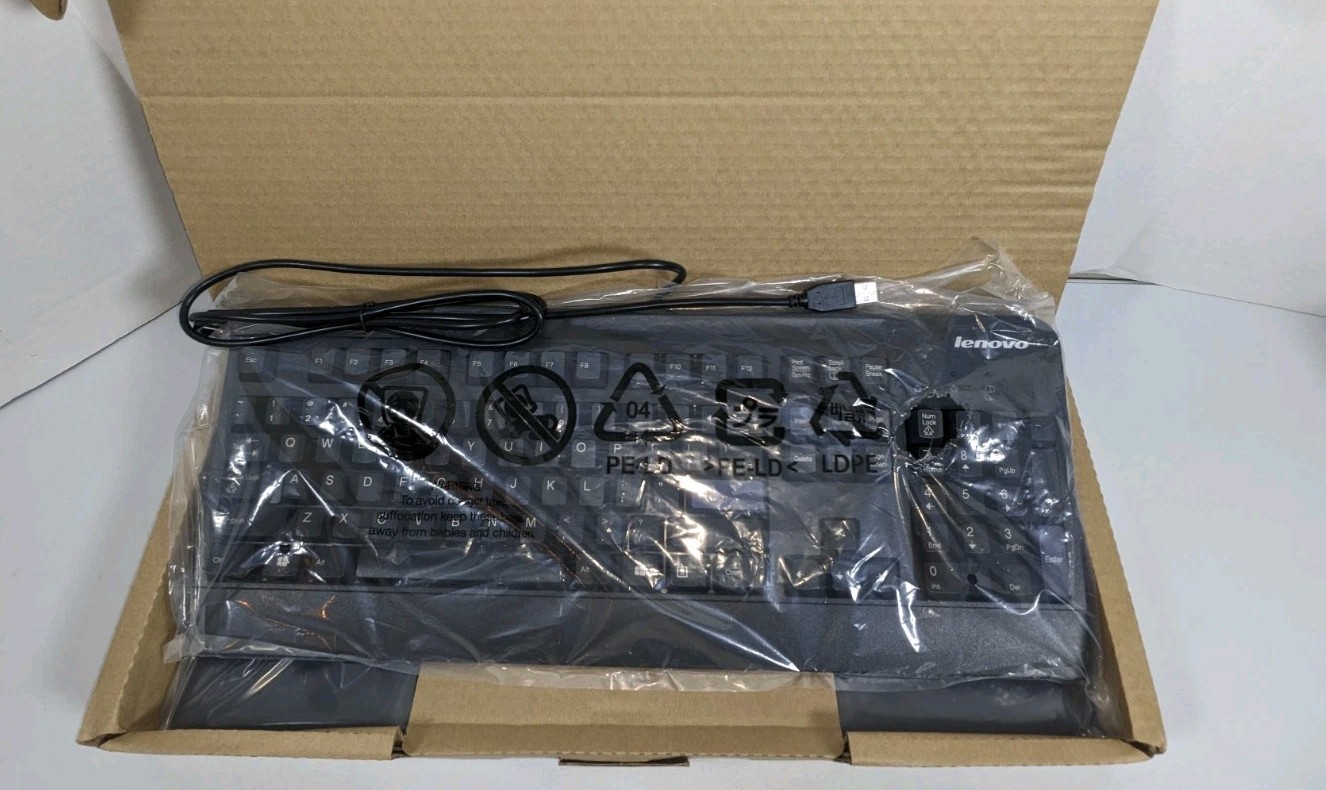 Lenovo SK-8825 (L) USB Wired Keyboard Black Full Size 03X8591 - USA - Brand New