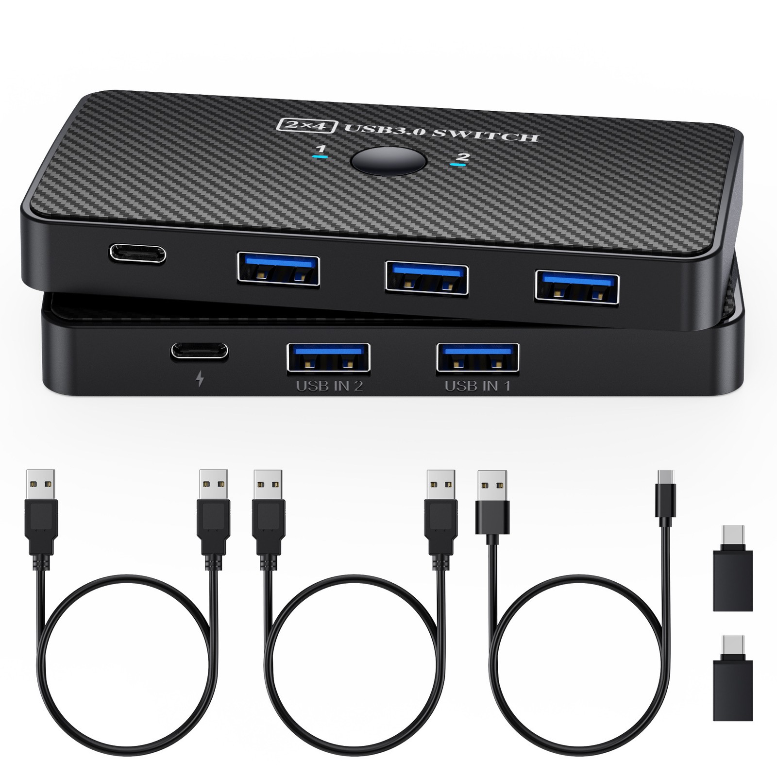 USB3.0 printer sharer, computer switcher, two-in, four-out 4-port cable splitter