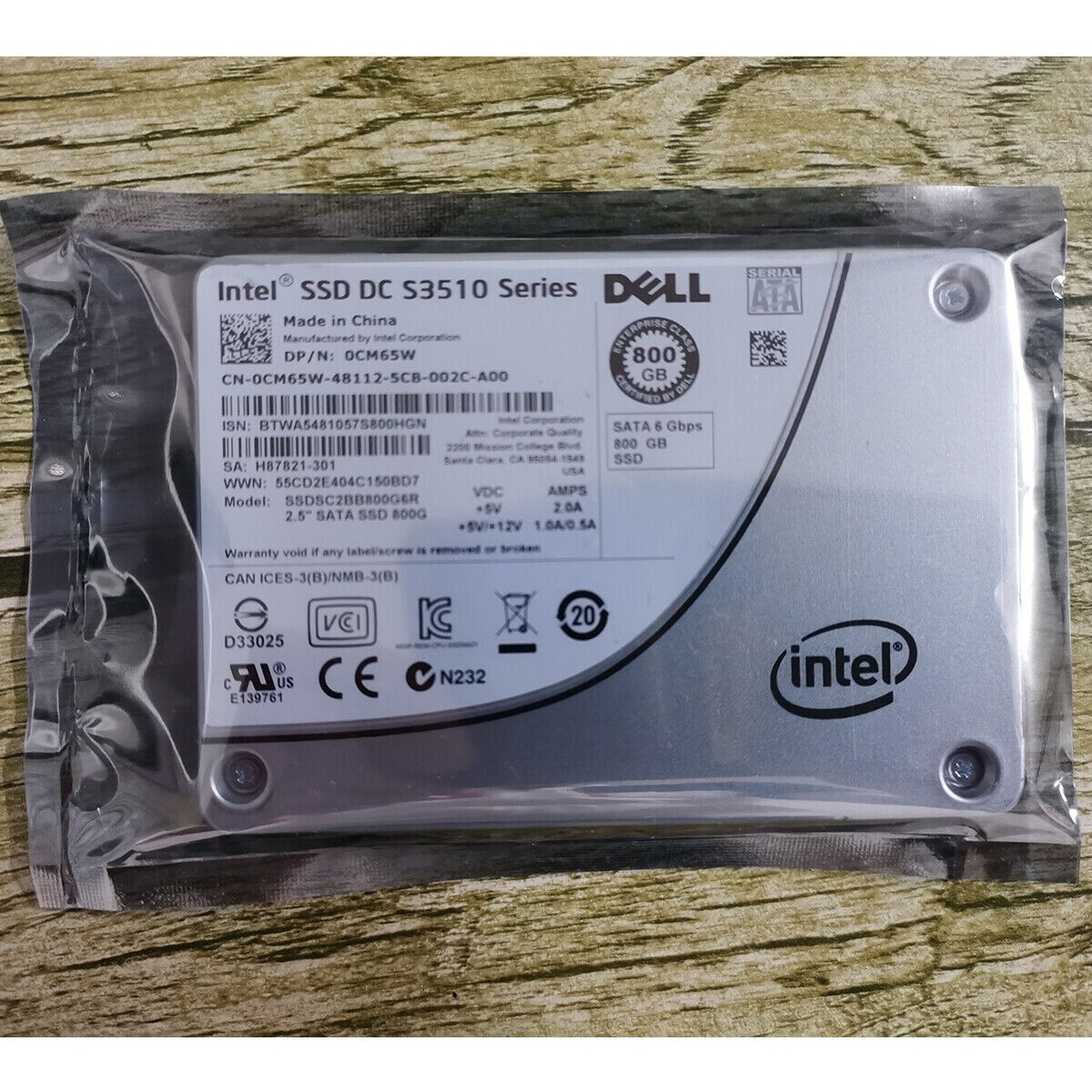 DELL/INTEL 800GB 6Gb/s SATA SSD Intel DC S3510 Series SSDSC2BB800G6R DP/N 0CM65W