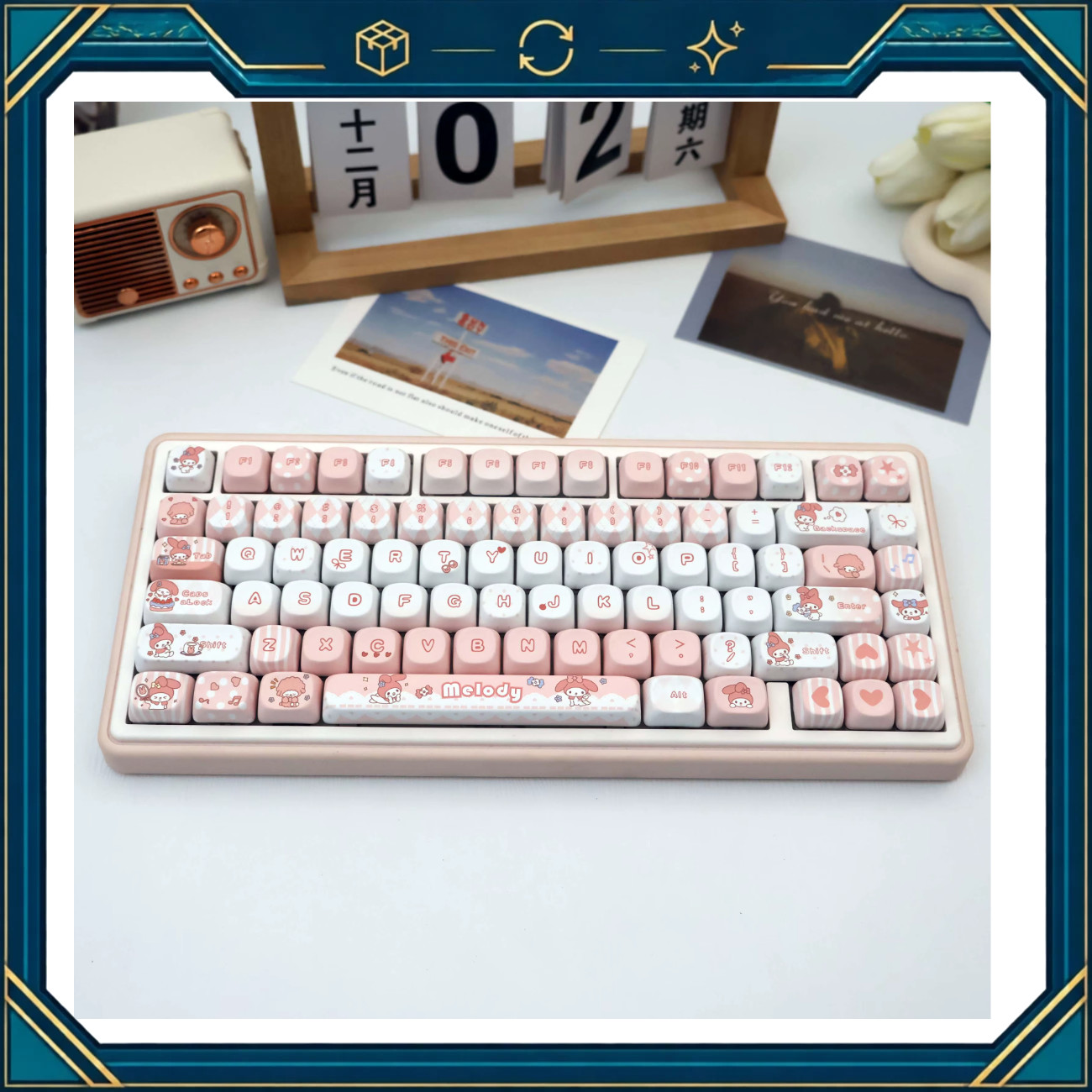 136 Keys PBT Keycaps Set for MX Mechanical Keyboards - My Melody Design, Dye-Sub