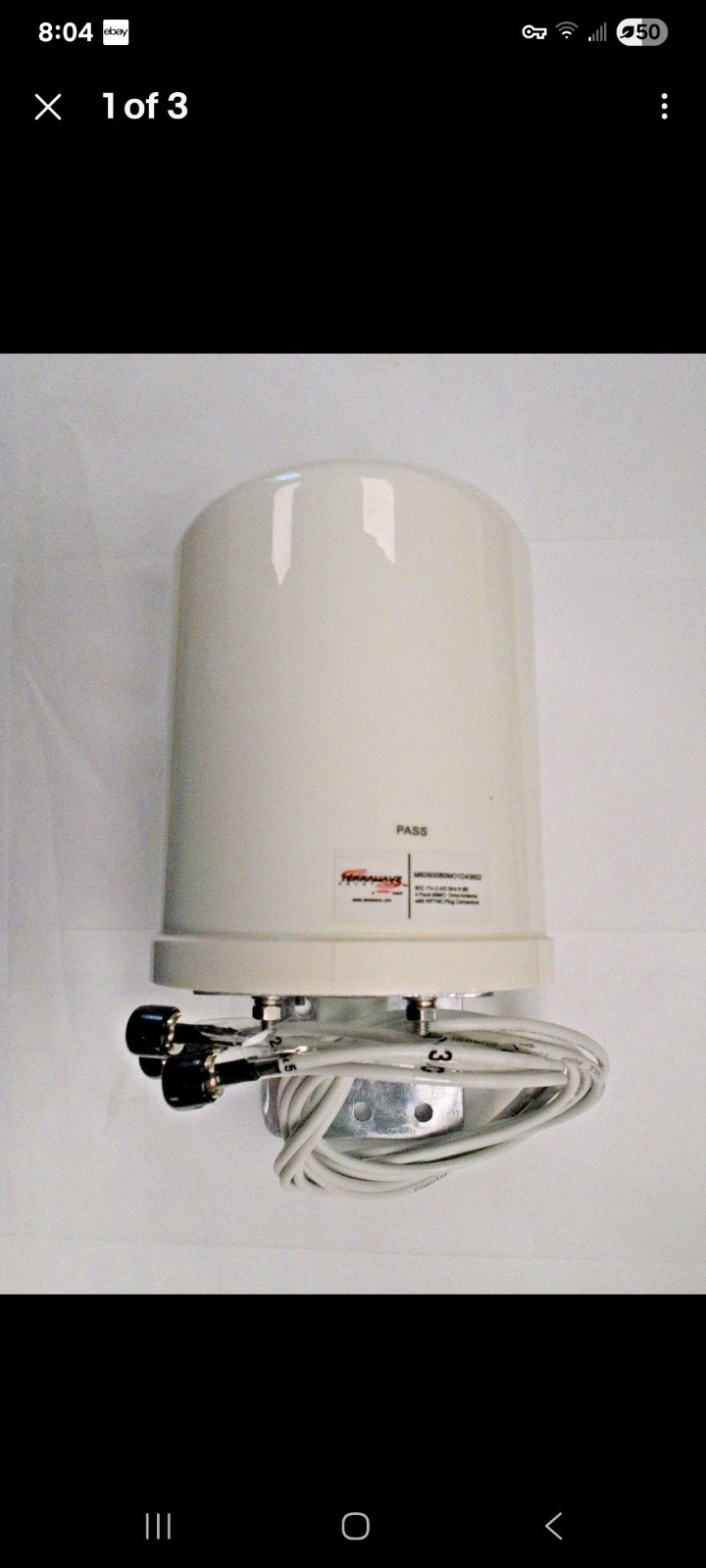 Terrawave Solutions Mimo Omni Outdoor Antenna + 4 RPTNC Plugs M6060060M01D43602