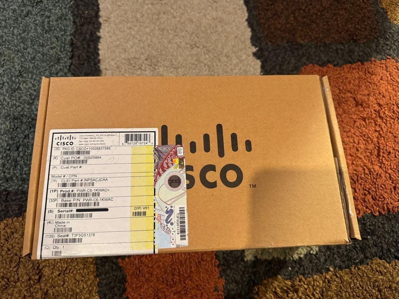Cisco PWR-C6-1KWAC 1KW AC Config 6 Power Supply -New In box