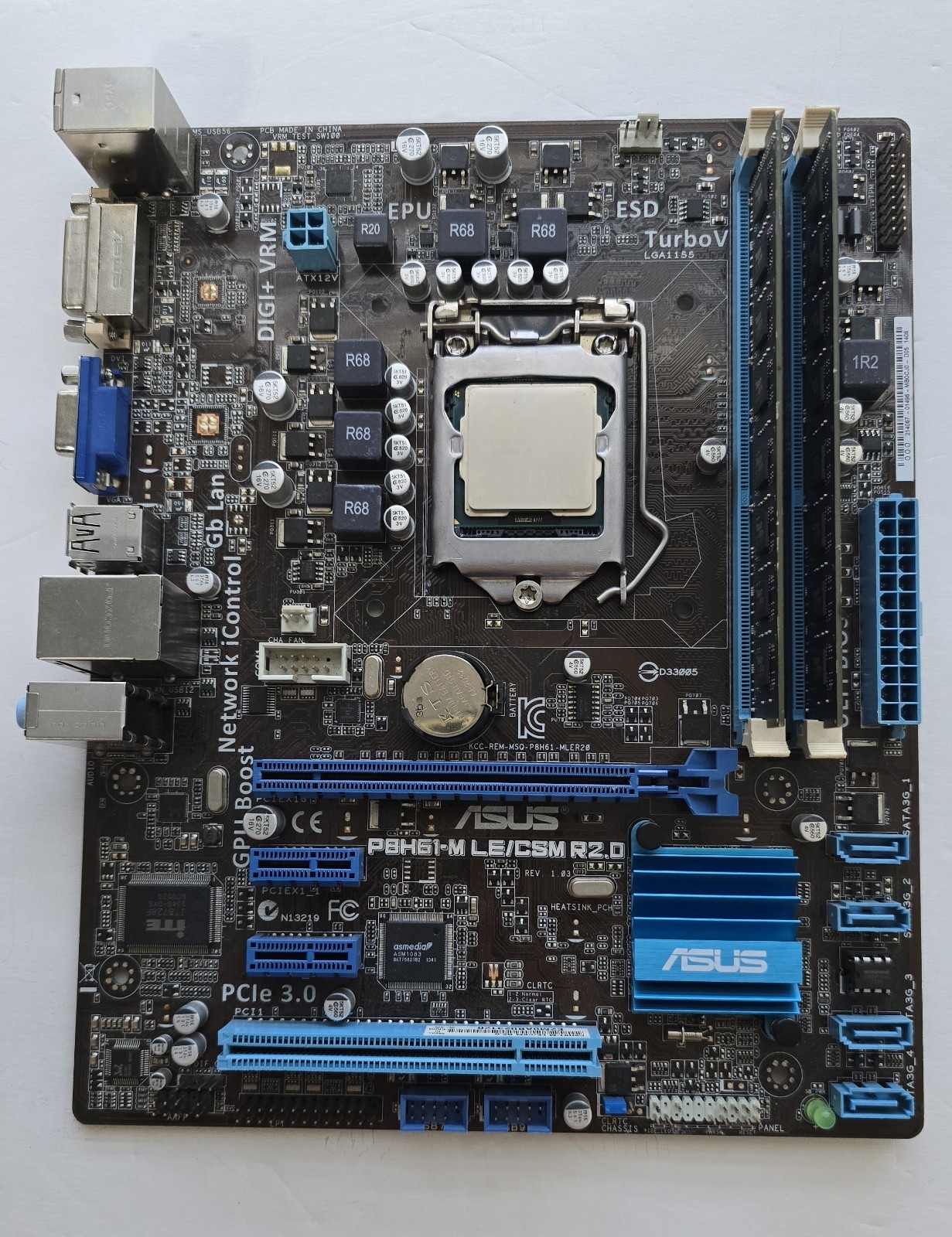 Asus P8H61-M LE/CSM R2.0 Motherboard + Intel i7 3770 SR0PK CPU + 16GB DDR Memory