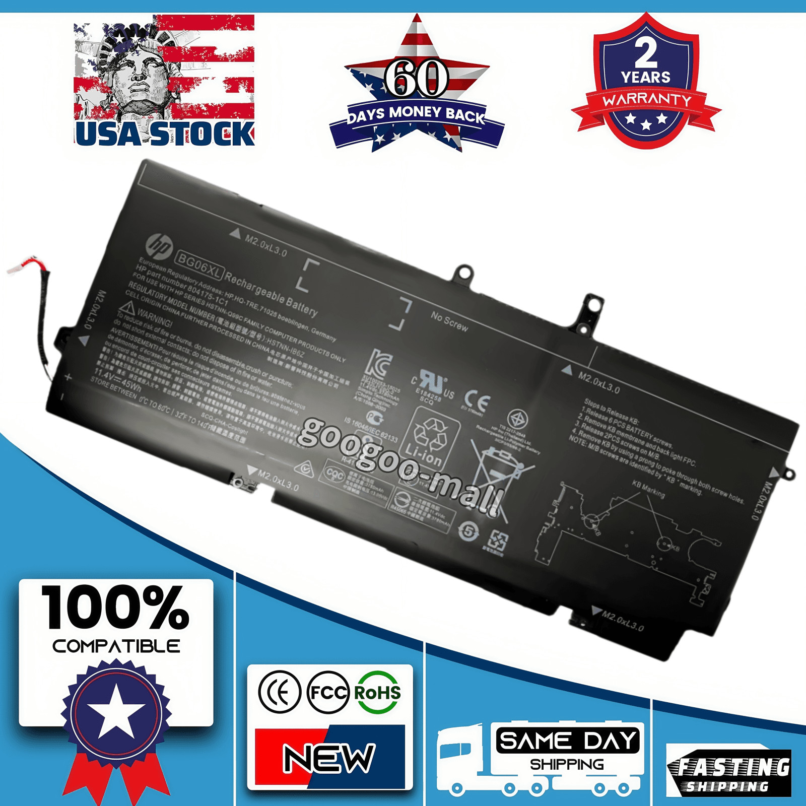Genuine BG06XL Battery For HP EliteBook Folio 1040 G3 Serie 804175-181 BG06045XL