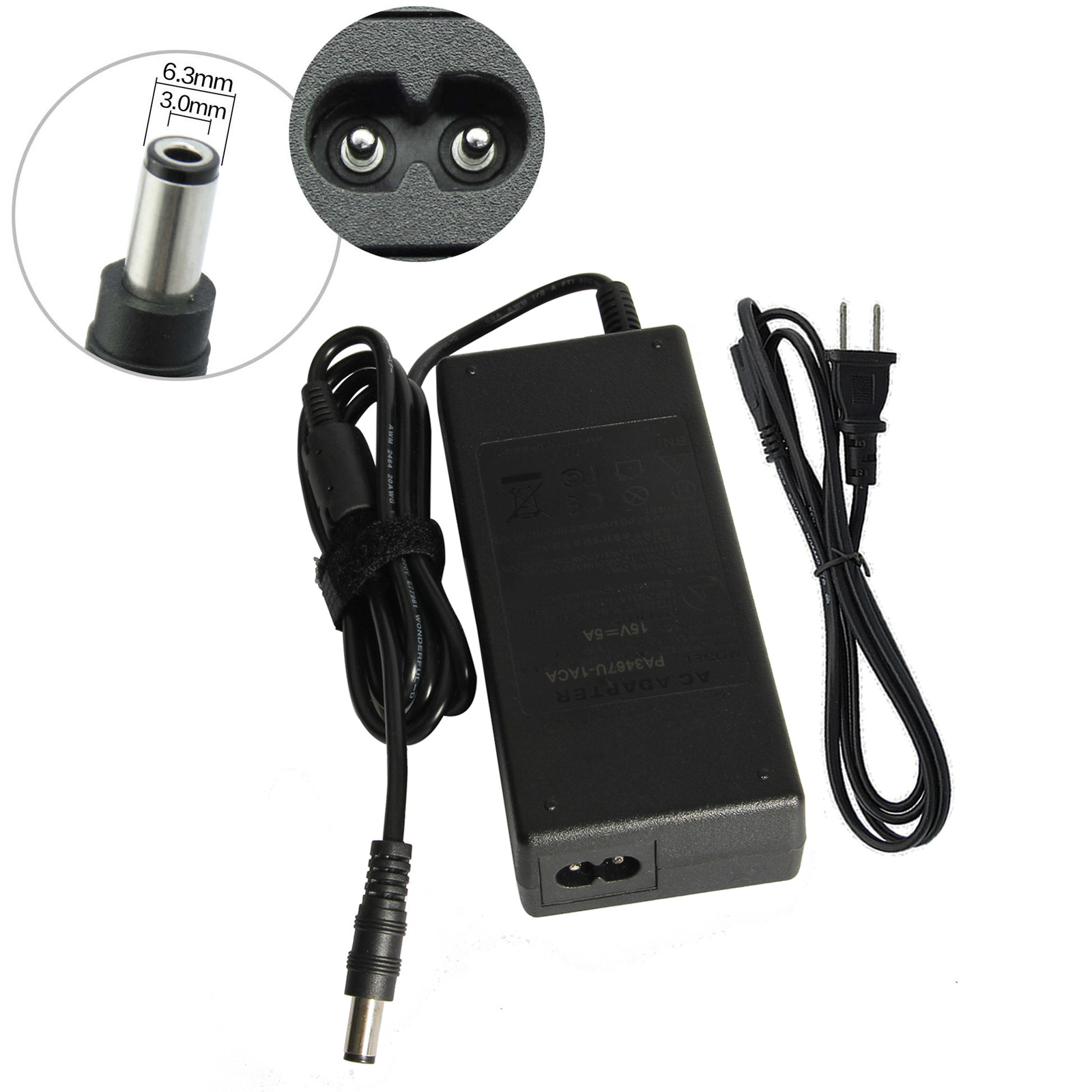 75w 15V 5A AC Adapter Charger For Toshiba PA3201U-1ACA Power Supply 6.3*3.0mm