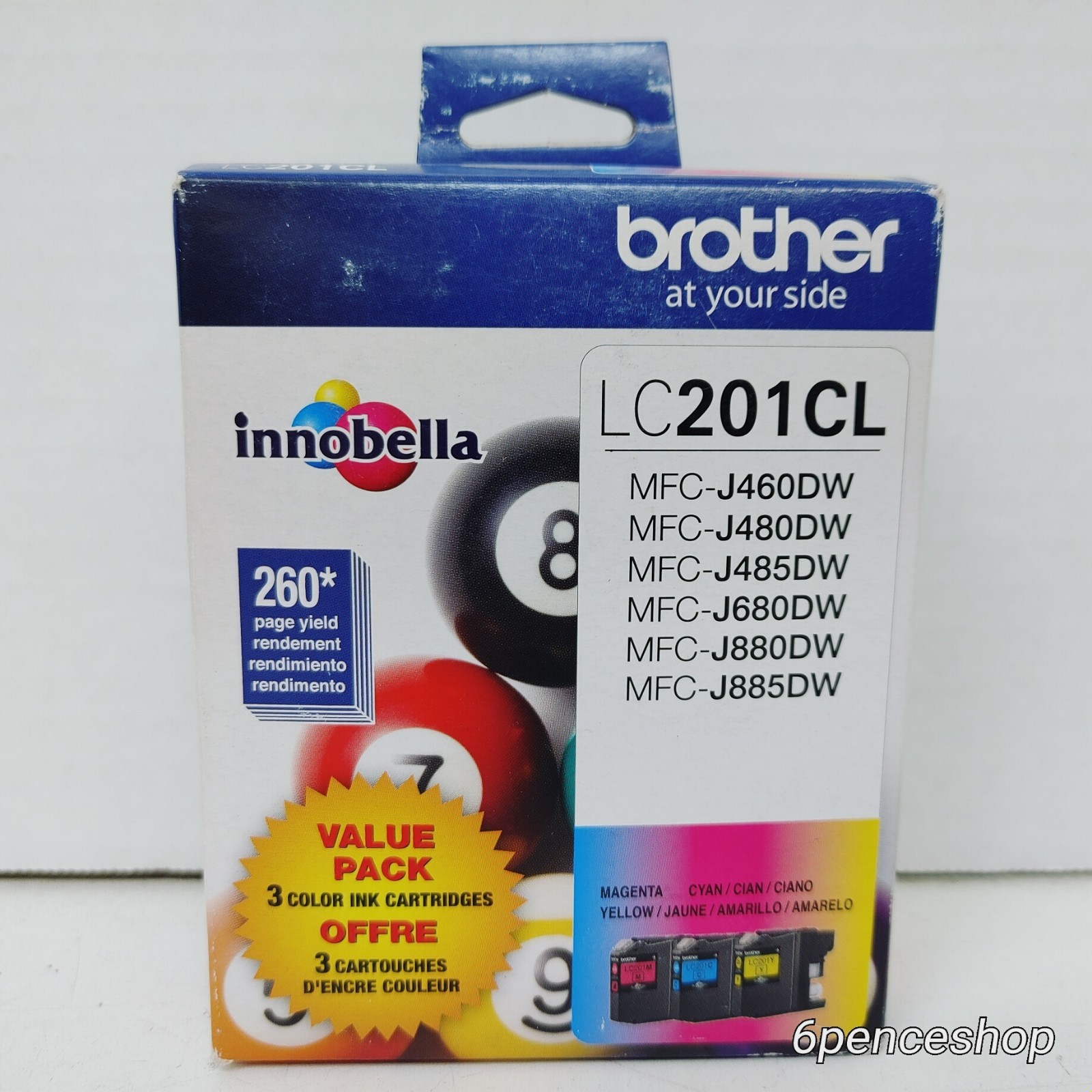 08/2022 Brother LC201CL C/ M/ Y Color Ink Cartridges