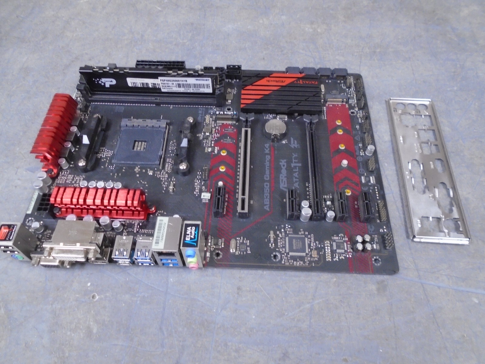 1PC ASRock Fatal1ty AB350 Gaming K4 Motherboard 8gb ram and i/o plate Fast deliv