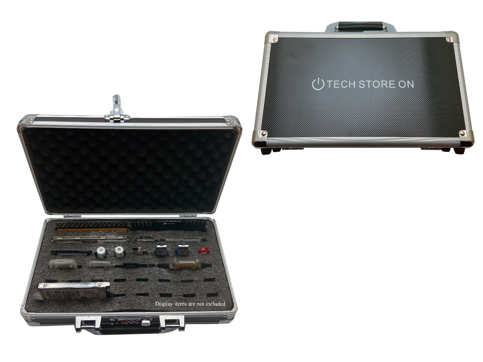 Portable USB CPU RAM SSD HDD Shockproof Organizer Case - Aluminum - Carry Handle