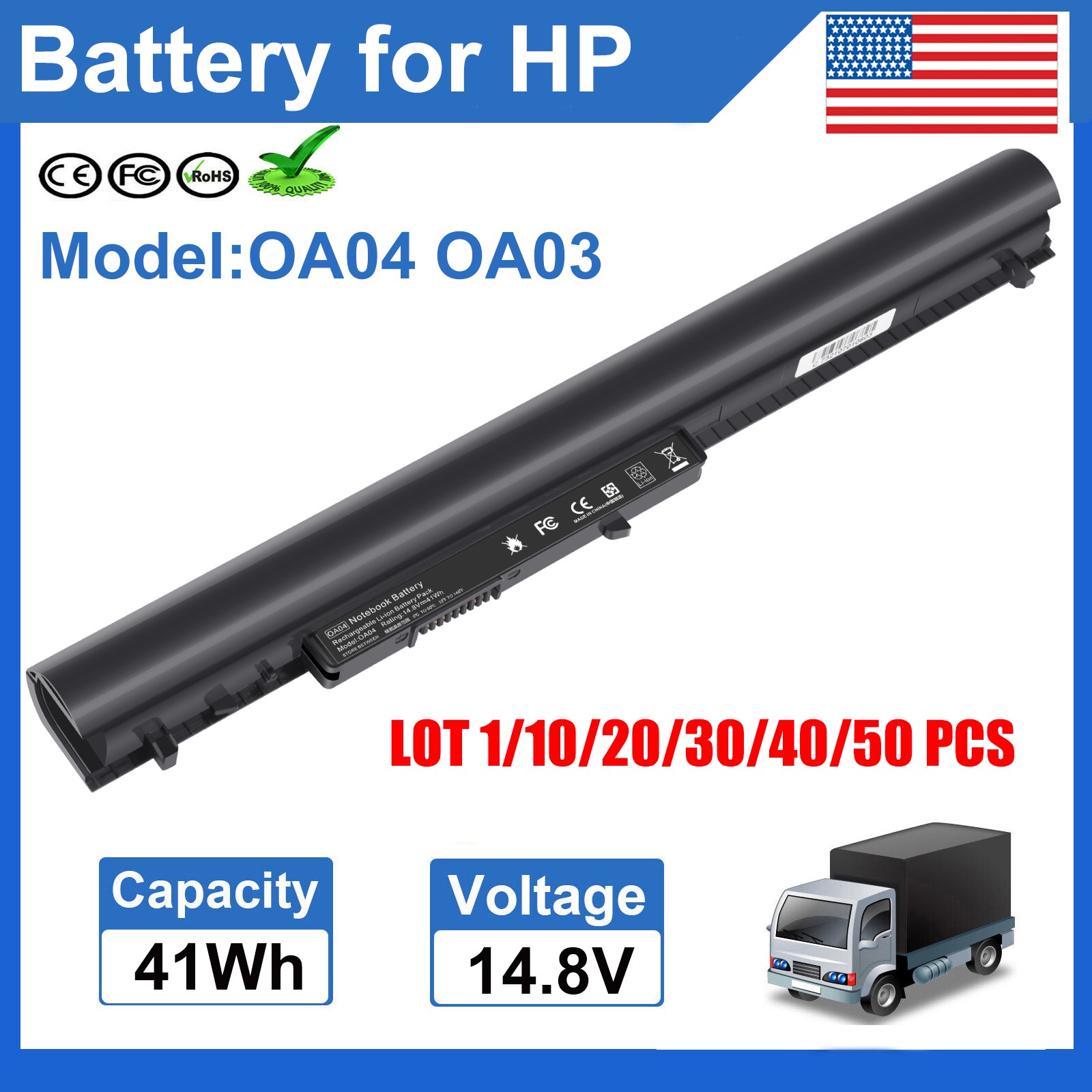 ✅LOT OA03 OA04 Battery For HP Spare 746641-001 740715-001 746458-421 HSTNN-LB5S
