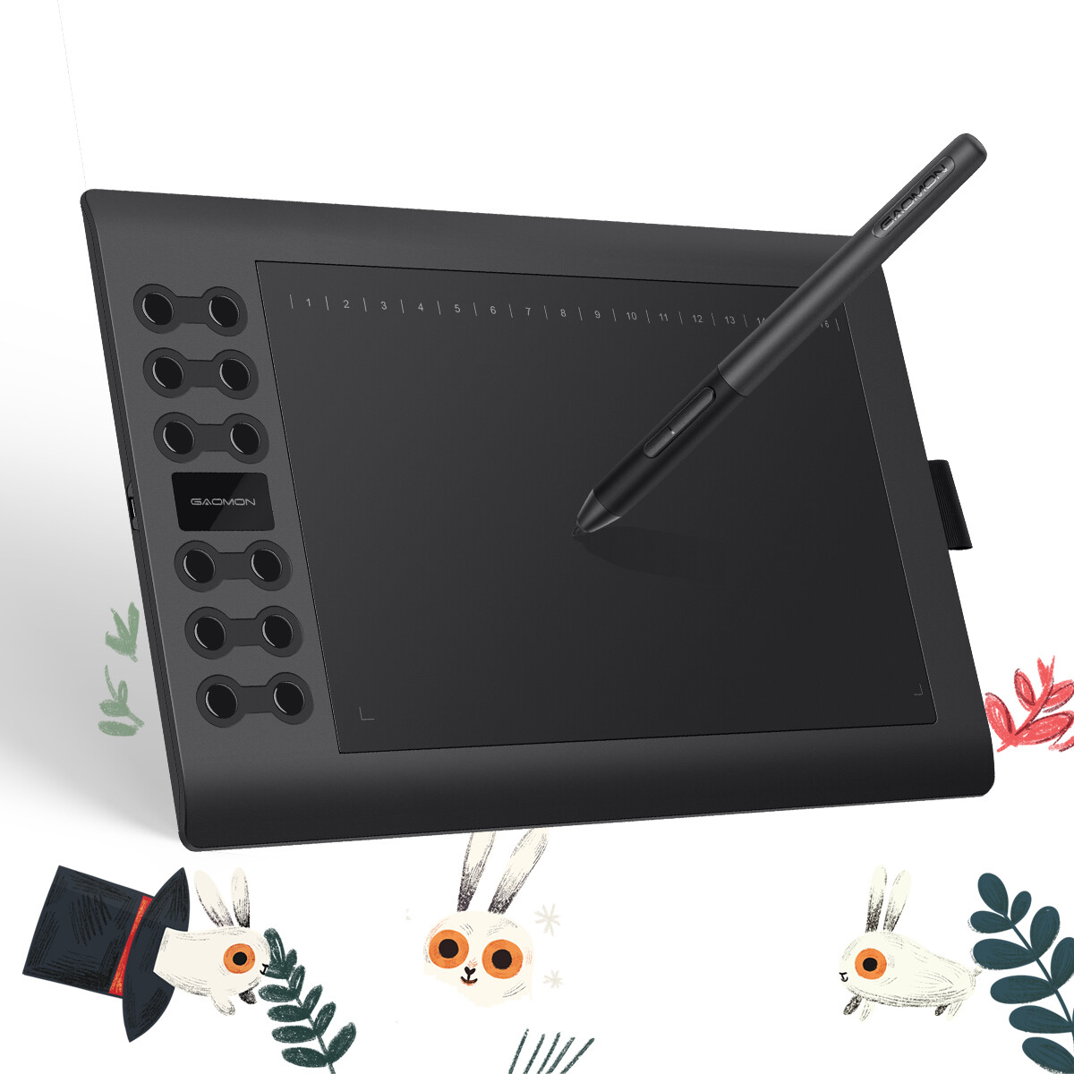 GAOMON Graphic Drawing Tablet Pen Art Drawing Pad 28 Express Keys 10x6.25 in