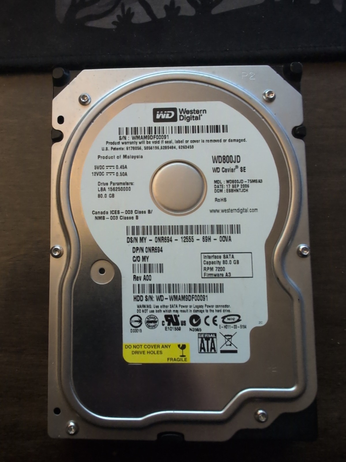 WD Caviar SE WD800JD 80GB 3.5" SATA HDD 3Gbs 8MB Cache 7200 RPM Hard Disk Drive