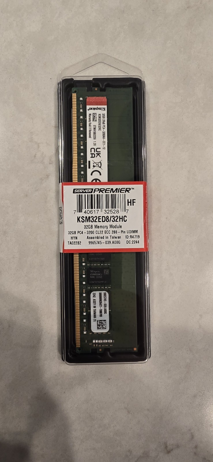 Kingston Server Premier 32GB DDR4 3200MHz ECC  RDIMM RAM KSM32RD4/32HDR