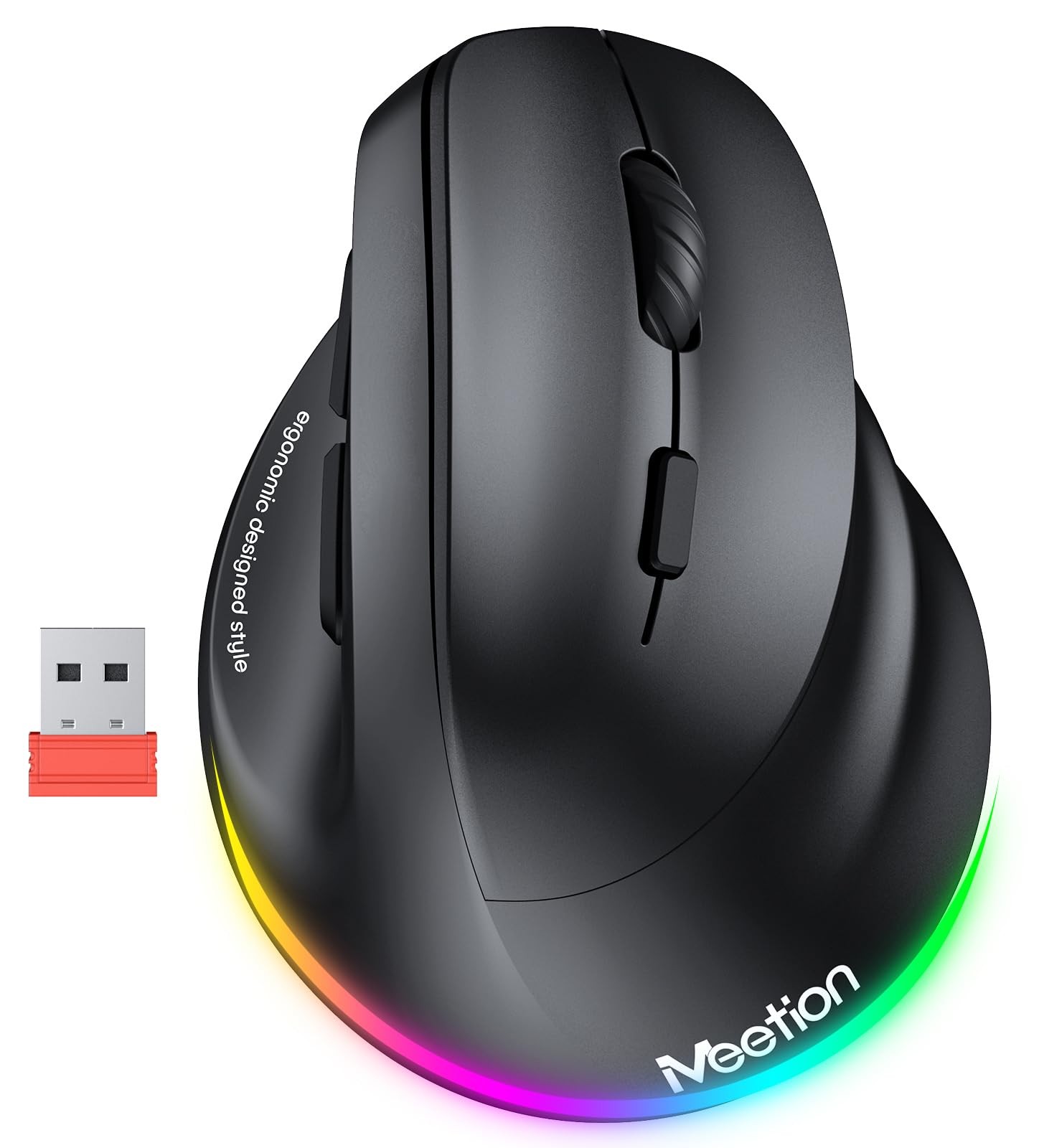 MEETION Ergonomic Wireless Vertical Mouse, Right-Handed, Right Black