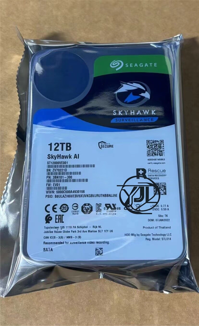 New Seagate ST12000VE001 SkyHawk AI 12TB 7200RPM SATA 6Gb/s 256MB 3.5" HDD