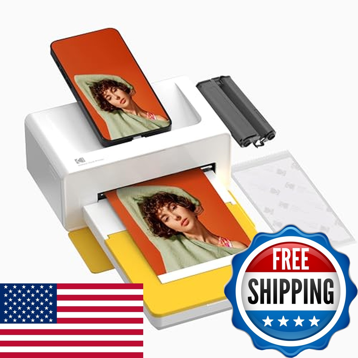 KODAK Dock Plus 4PASS Instant Photo Printer (4x6 Inches) + 10 Sheets