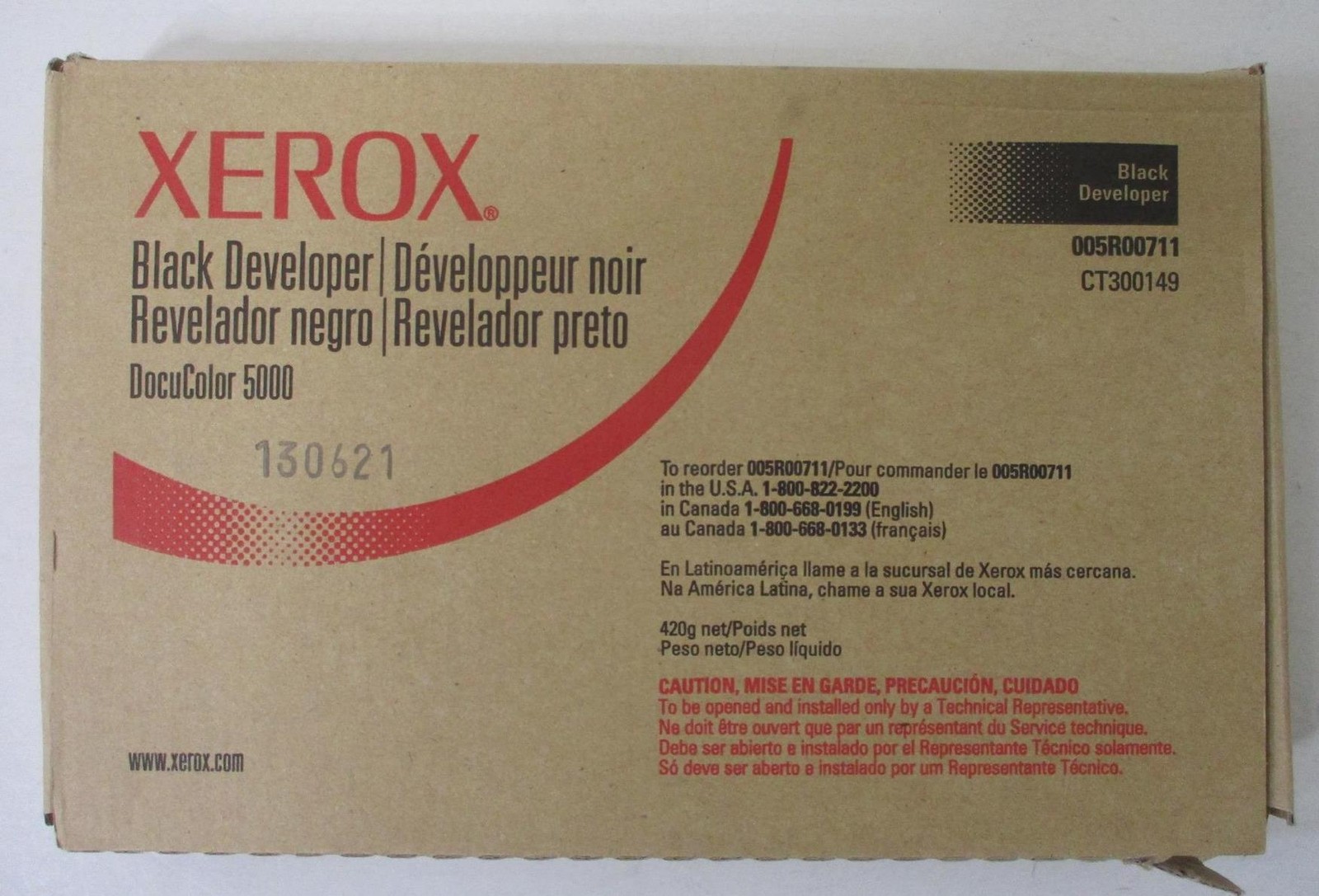 XEROX Black Developer; Genuine 005R00711; DocuColor 5000 CT300149; Made in Japan