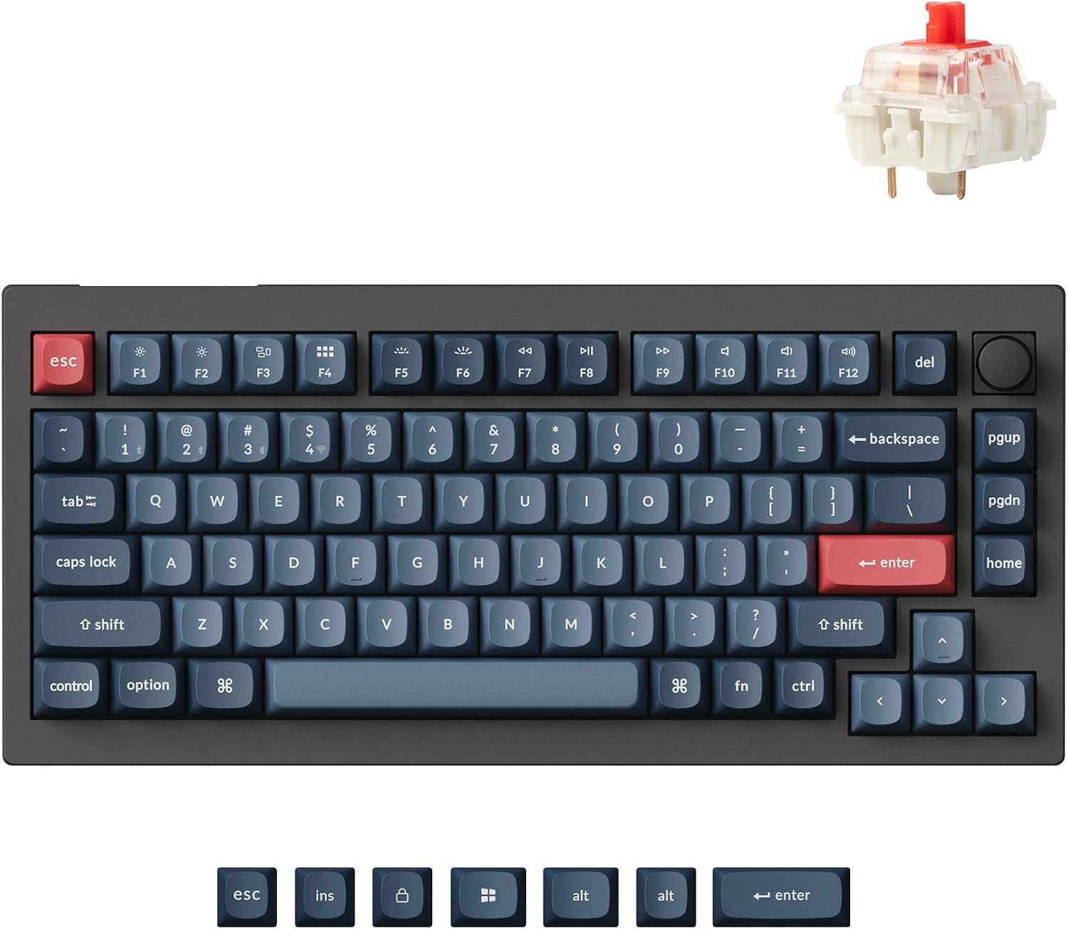 Keychron V1 Max QMK Wireless Mechanical Keyboard, 75% Layout Custom Knob
