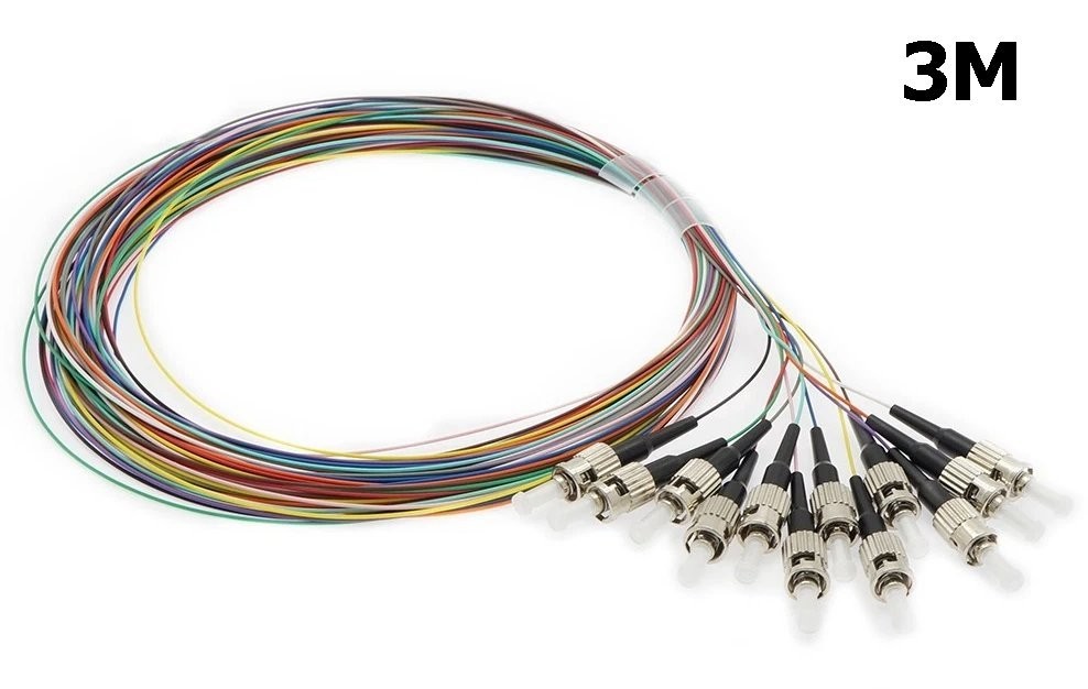 3M 12x ST UPC Single Mode Fiber Optic Optical Pigtail Cable Cord Multicolor