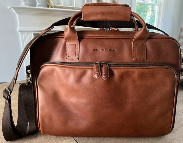Johnston & Murphy Rhodes Tan Full Grain Briefcase Laptop Case NEW NWOT Brown