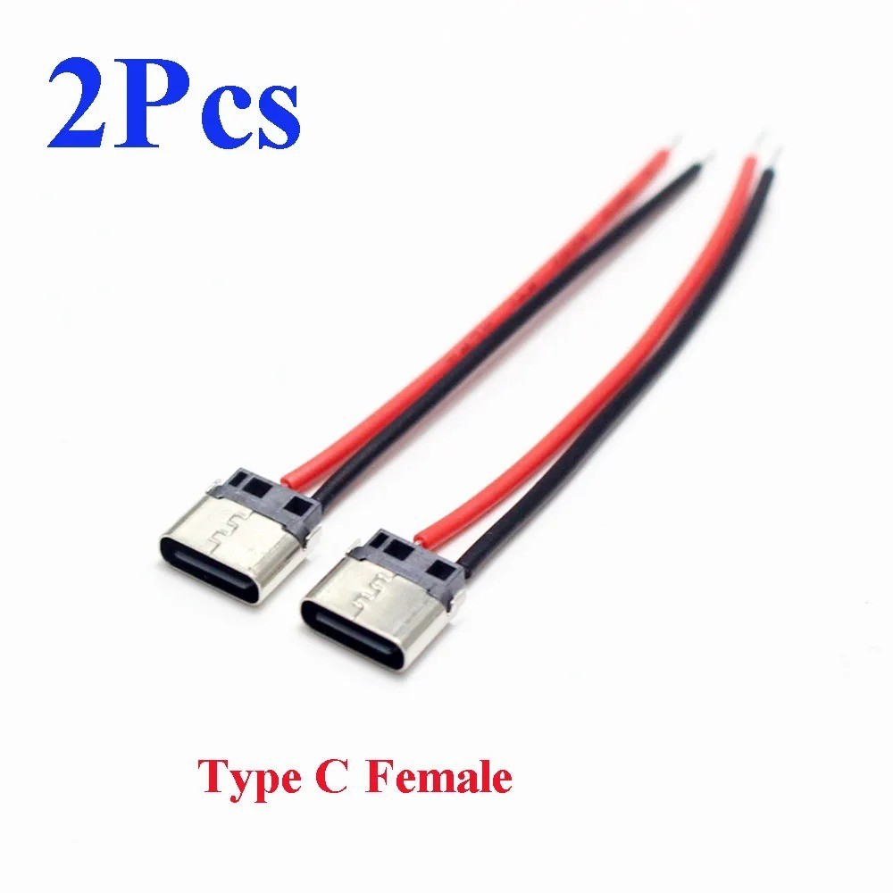 2/5Pcs Micro USB Type-C 2Pin Horizontal / Vertical 2P Simple Soldered Male Plug-