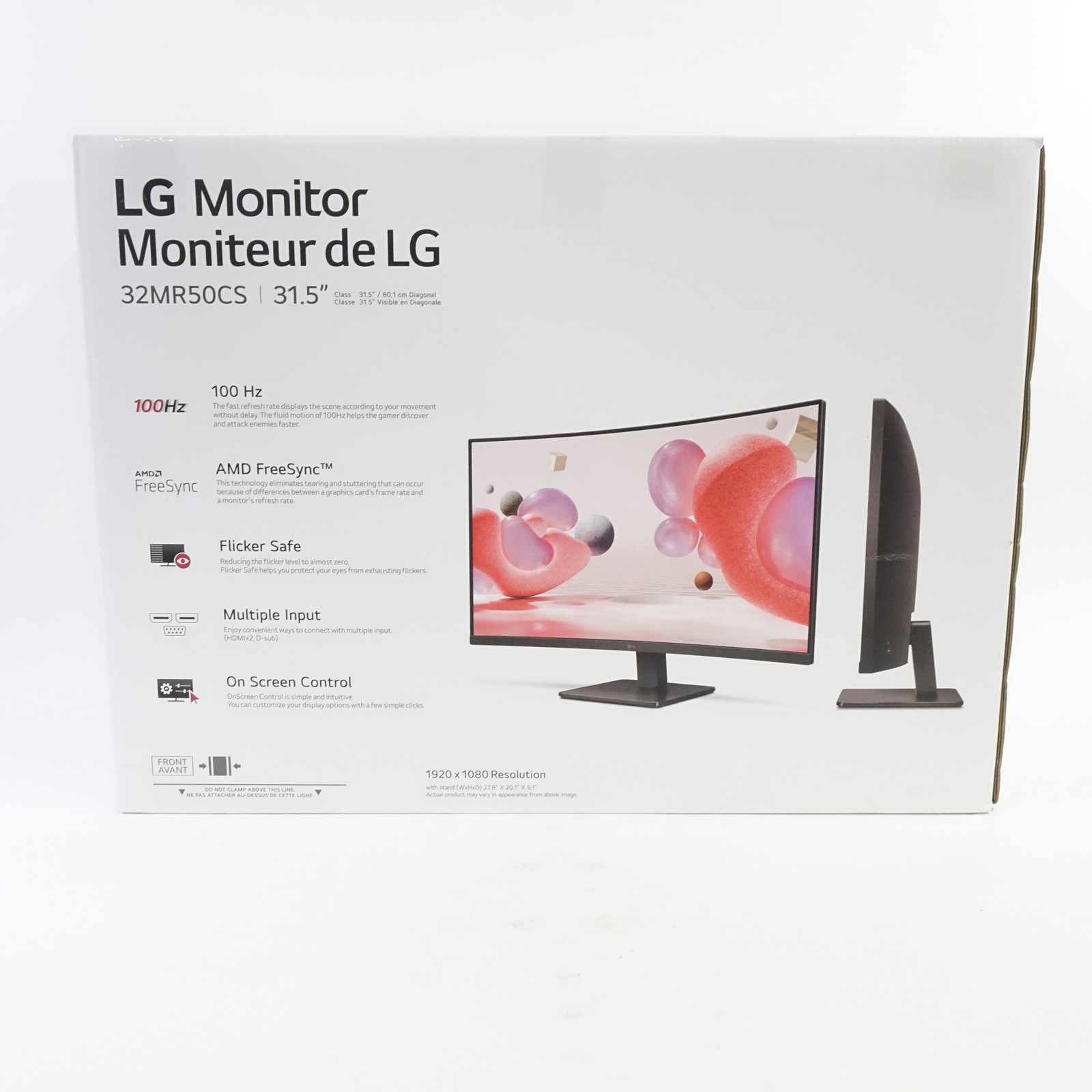 LG 32MR50C 32" Curved FHD Monitor 100Hz AMD FreeSync HDMI Black - Open Box