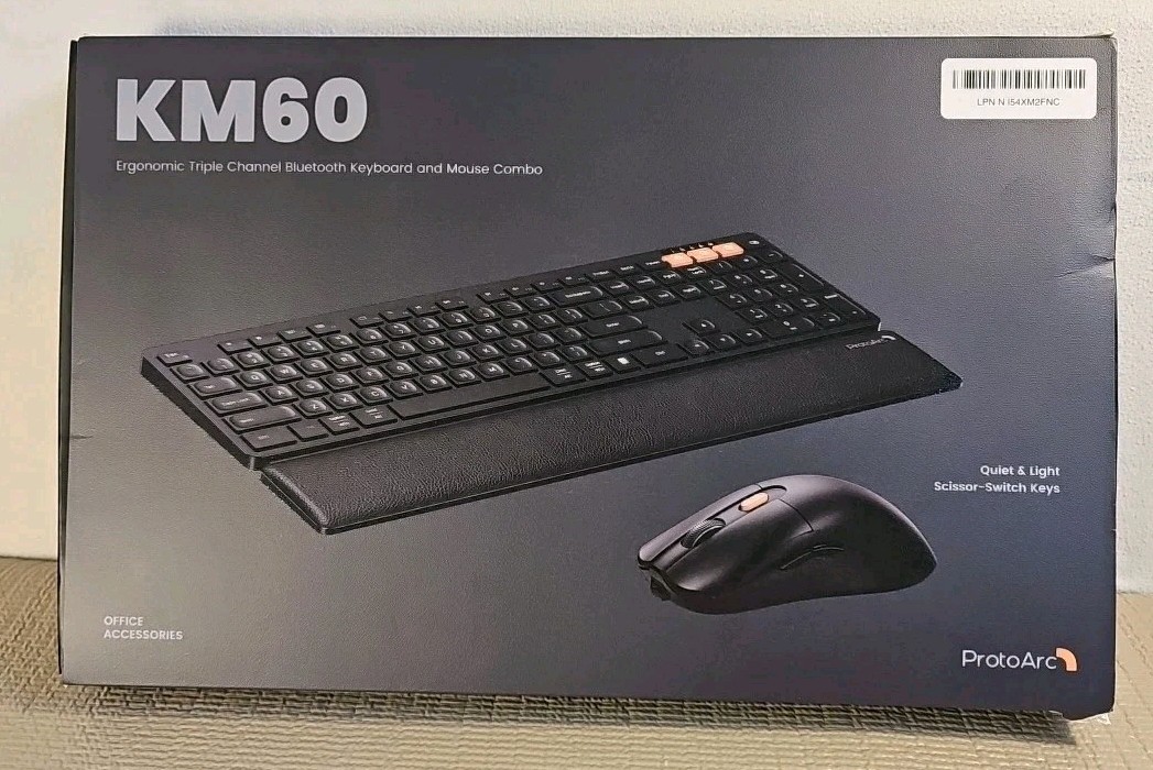 ProtoArc Wireless Keyboard and Mouse, KM60 Full-Size Bluetooth Keyboard Mouse