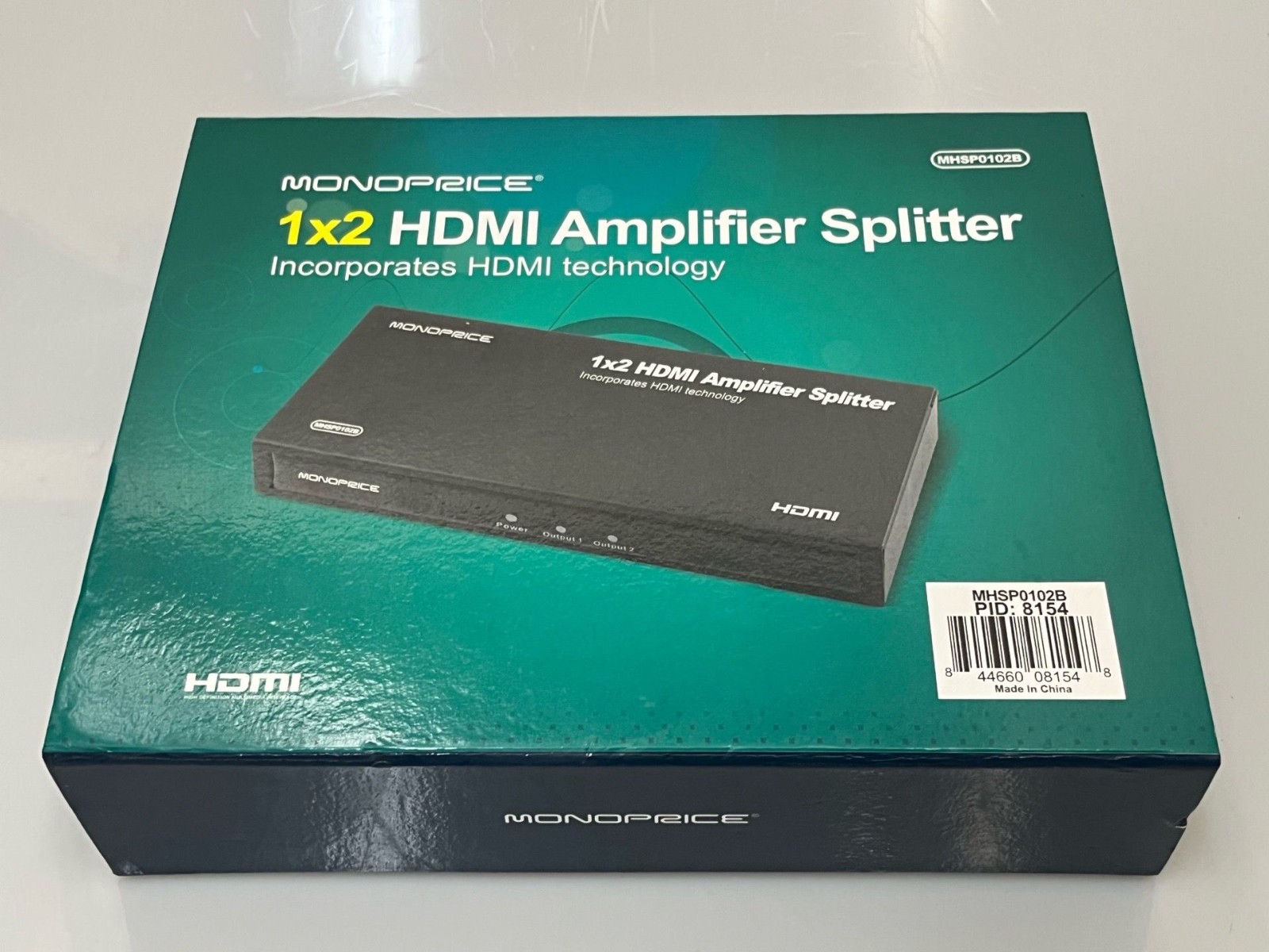 MonoPrice 1x2 HDMI Amplifier Splitter MHSP0102B With Box