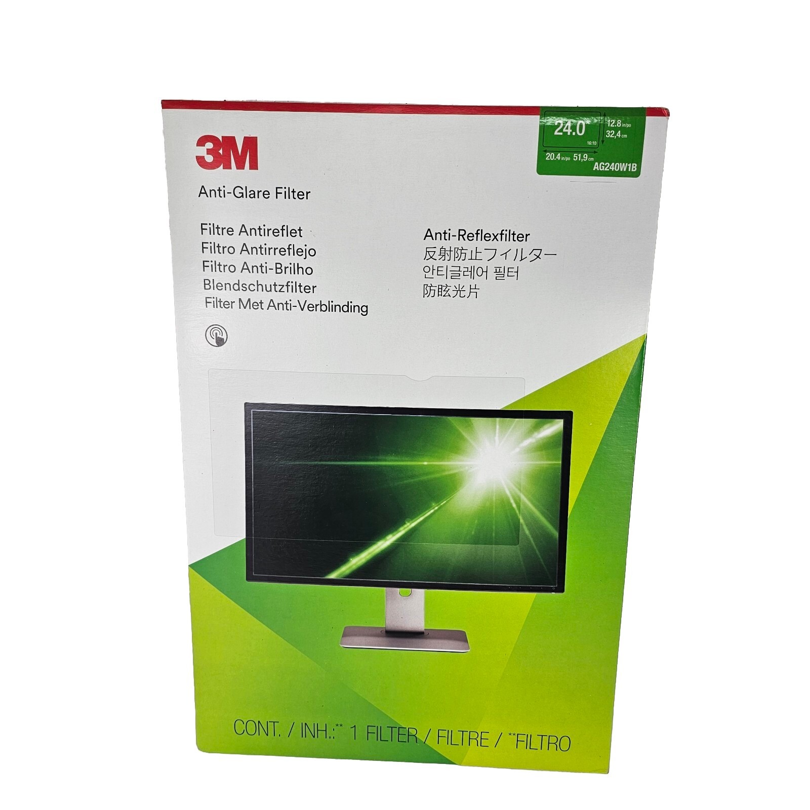 3M Anti-glare Filter f/24" Wide-screens 16:10 Clear AG240W1B-New