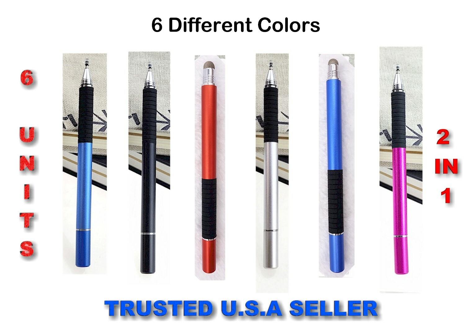 6x Stylus Pen 2 in 1 Fine Point & Mesh Tip for Touch Screen Tablet PC smartphone