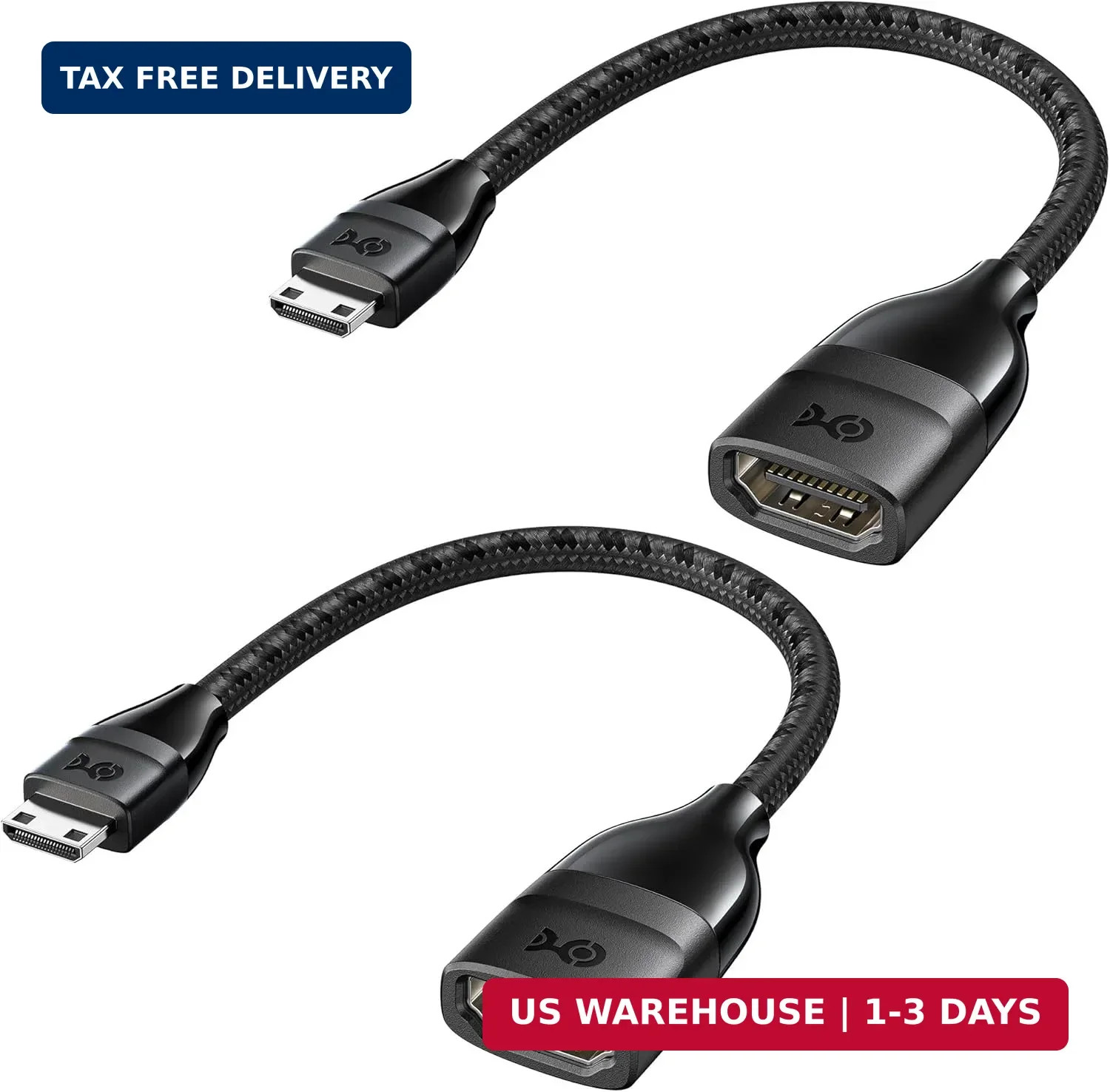 Cable Matters 2-Pack 8K@60Hz / 4K@240Hz Mini HDMI to HDMI Adapter - 6 Inches, wi