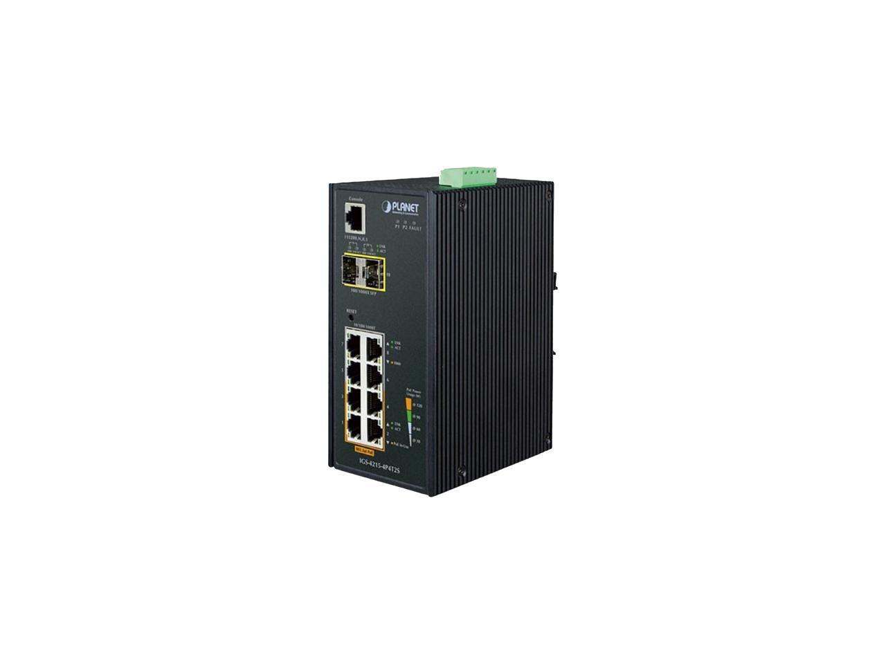 PLANET IGS-4215-4P4T2S Industrial 4-Port 10/100/1000T 802.3at PoE + 4-Port 10/10