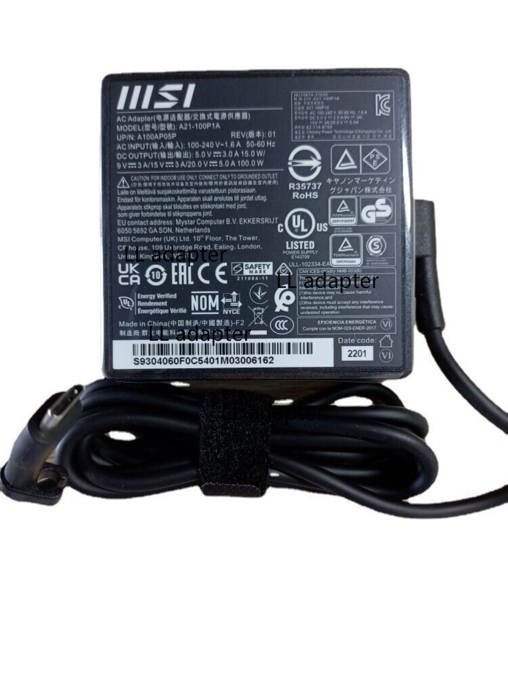 Genuine MSI 100W USB C Charger MSI Summit E16 Flip A12UDT-010NL Type C Adapter