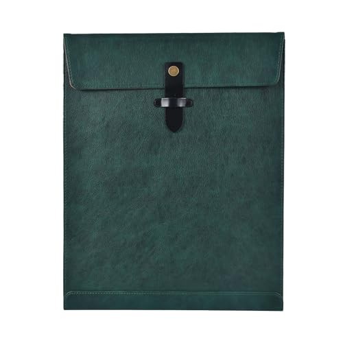 Green PU Leather File Folder, Snap Closure File Organizer, Green-grain-1 Pc