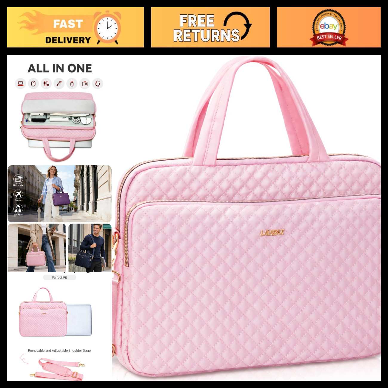 Stylish Laptop Bag Case for 15.6-16 Inch Laptops, Messenger Briefcase for Men &
