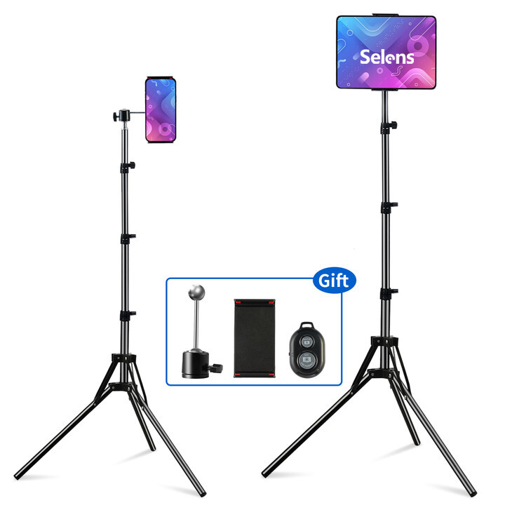 63" Adjust Tablet Floor Stand Phone Tripod Holder Foldable For 4"-11" Ipad