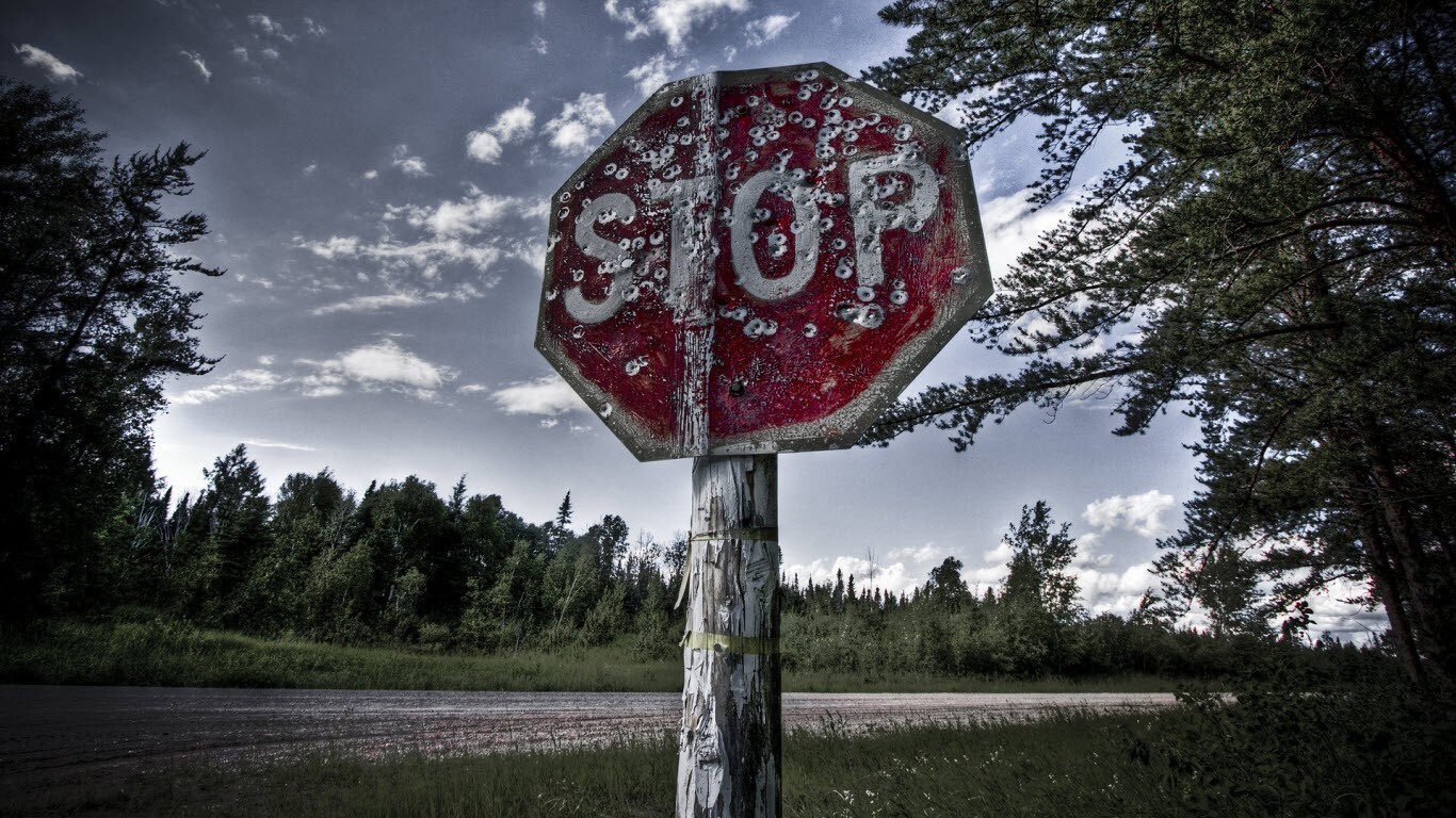 Landscape road trees stop sign traffic bullet Custom Gaming Mat Desk