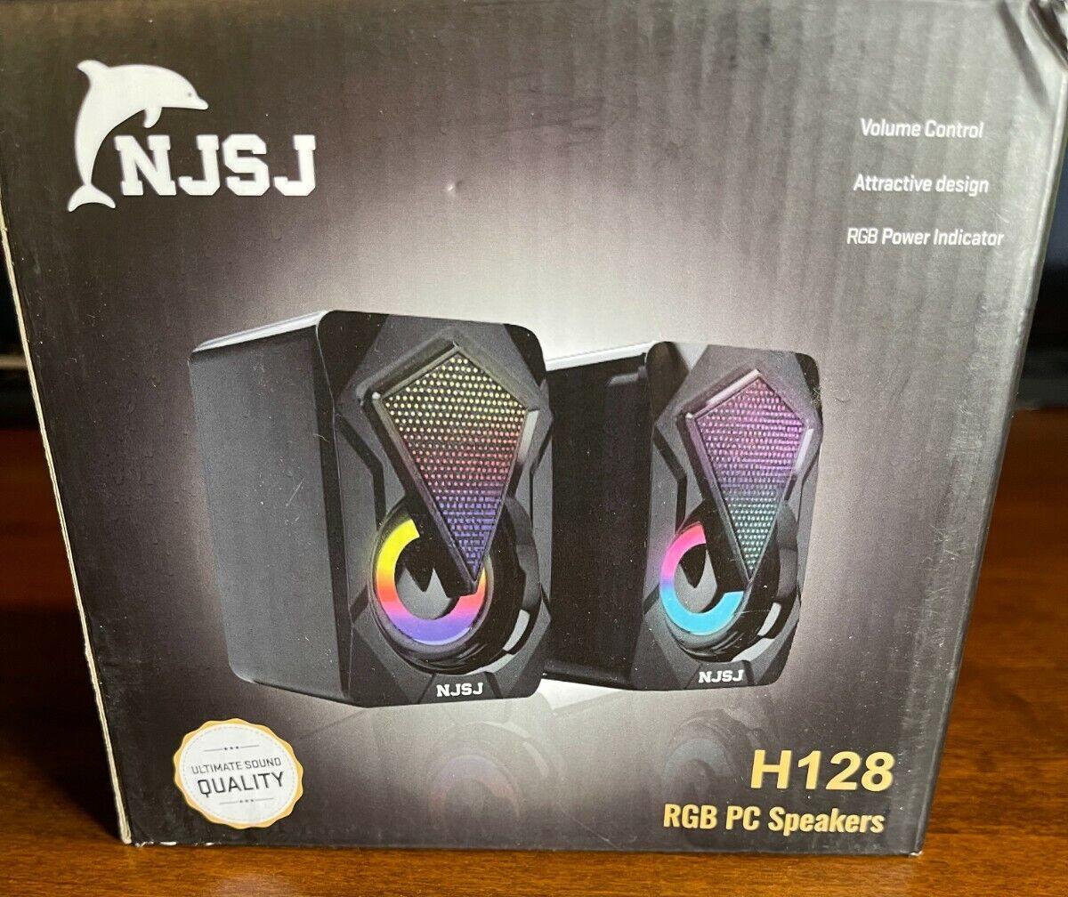 NJSJ H128 Dynamic RGB Desktop Speaker  3.5mm Aux-in Connection
