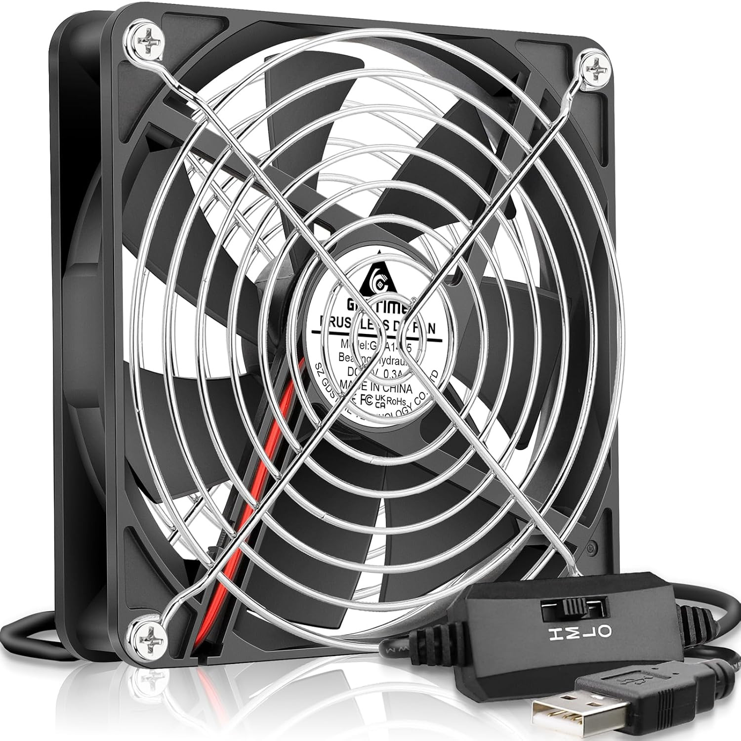 140Mm USB Cooling Fan with Speed Control, DC 5V Powered