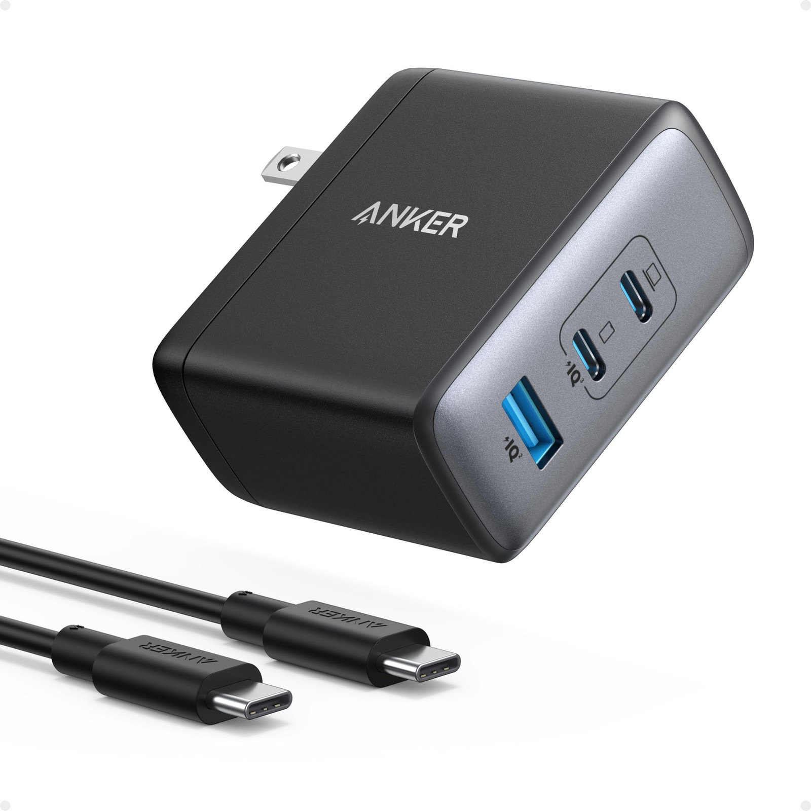 Anker Nano 100W USB-C Charger, 3-Port Fast Compact 1 Pack & 1 Cable, black 