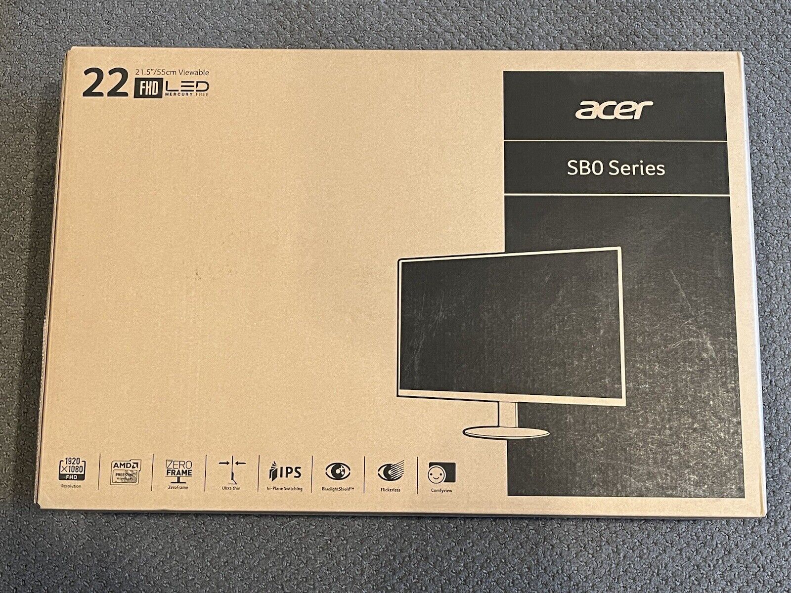 Acer SB220Q 21.5 Inch Full HD IPS 75 Hz Desktop Monitor BRAND NEW SEALED