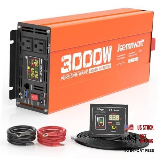 3000W Pure Sine Wave Power Inverter 24V DC to 110V AC Converter, LED 3000W-24V