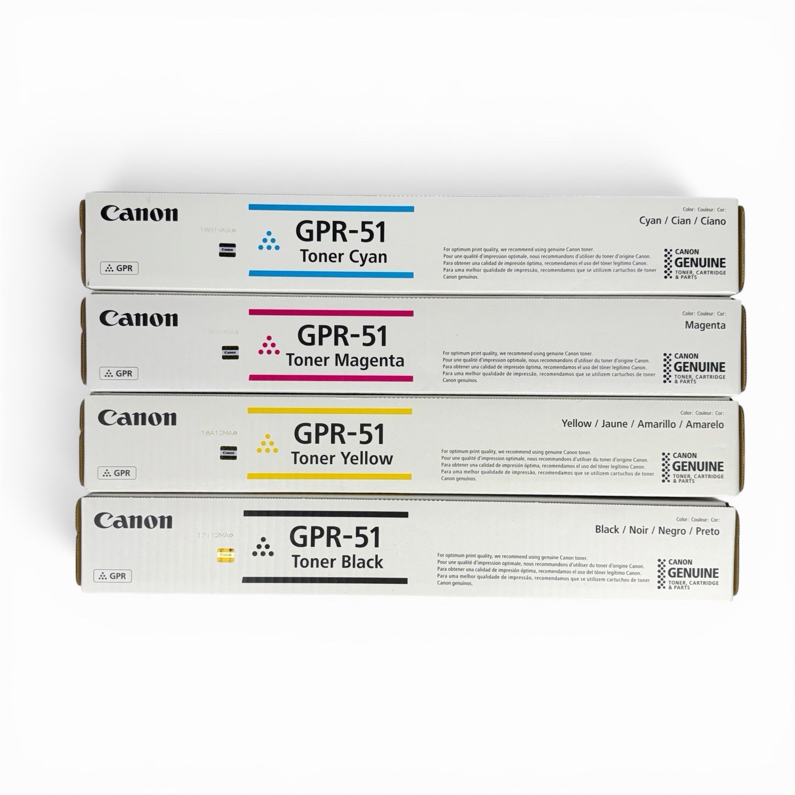 NEW Genuine Canon GPR-51 Toner Cartridge Full Set (B, Y, M, C) OEM SEALED