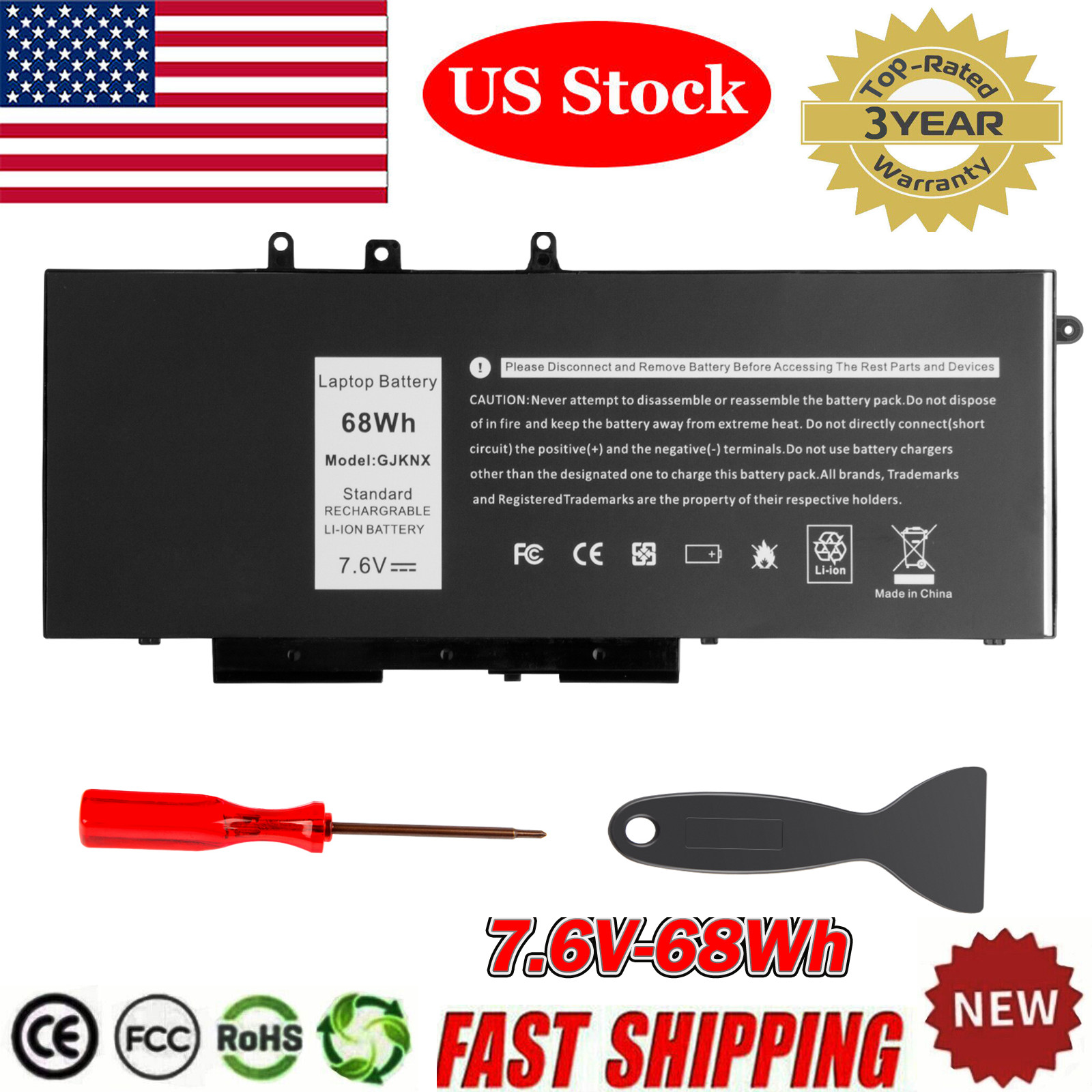 Lot GJKNX 68Wh Battery for Dell Latitude 5480 5580 5490 5590 GD1JP 5YHR4 DY9NT