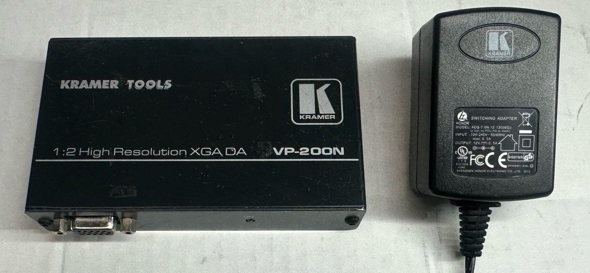 Kramer VP-200N 1x2 High Resolution VGA/XGA Distribution Amplifier w/OEM power Di