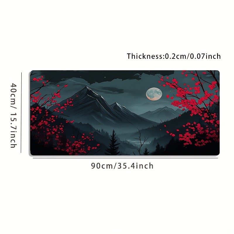 1 Large-sized Esports Gaming Mouse Pad Featuring a Moonlit Night Landscape wit