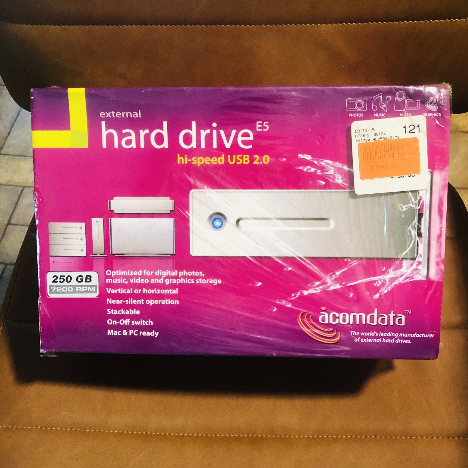 Sealed New Boxed Acomdata External Hard Drive 250GB USB 2.0 SKU 318391