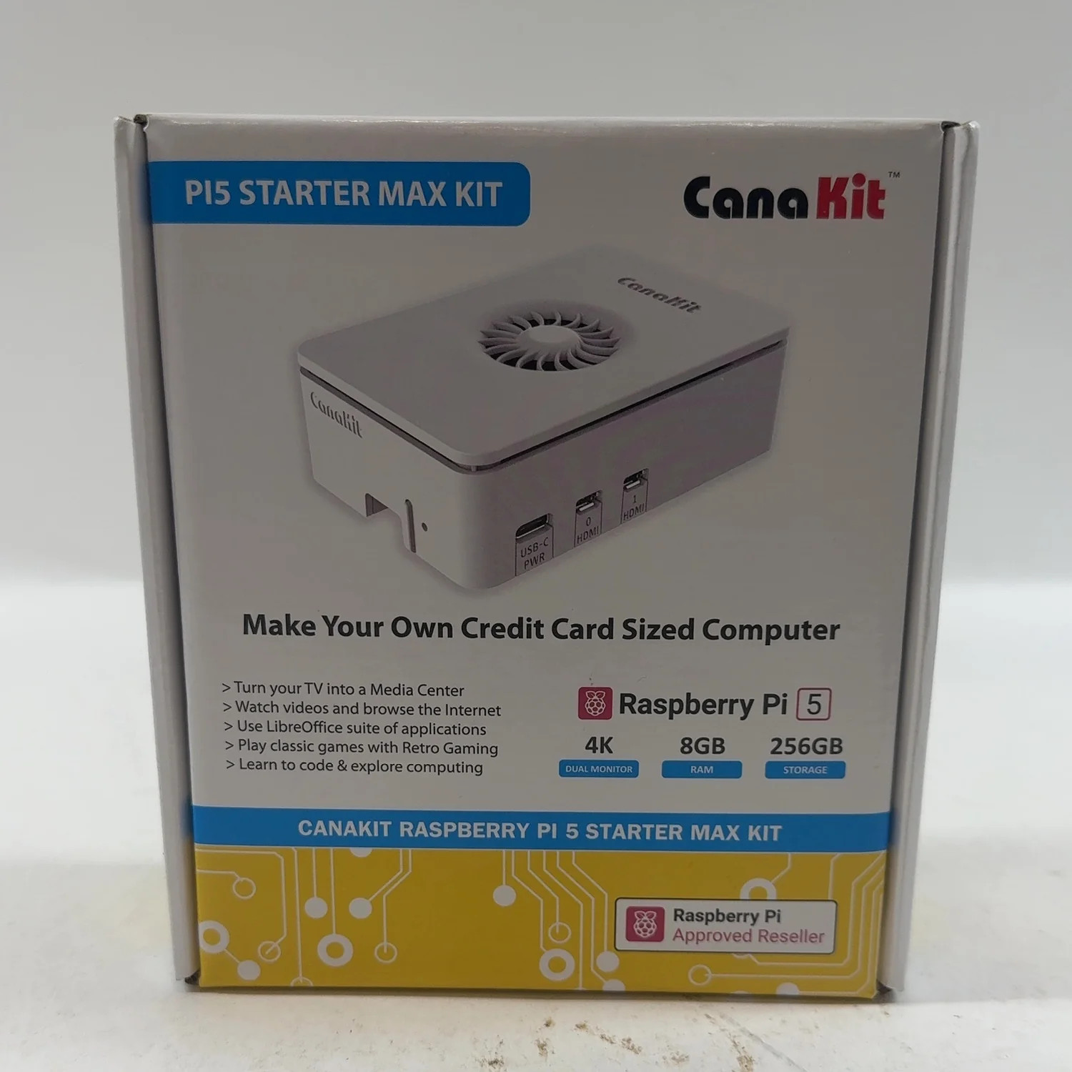 New CanaKit Raspberry Pi 5 BCM2712 8GB RAM 256GB Starter Max Kit White