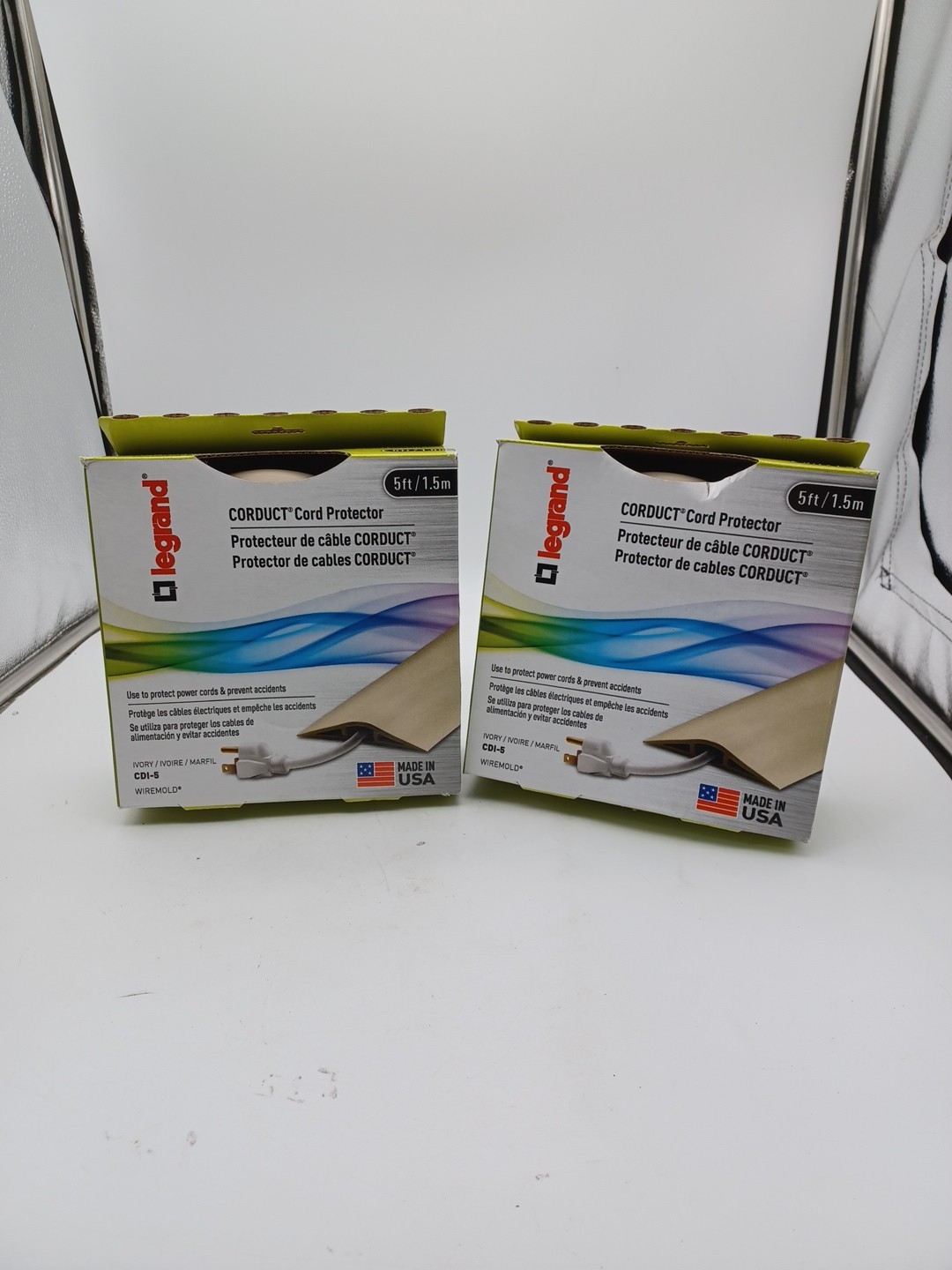 2 Pack Legrand Wiremold Corduct 5 Foot Overfloor Cord Protector Ivory CDI-5