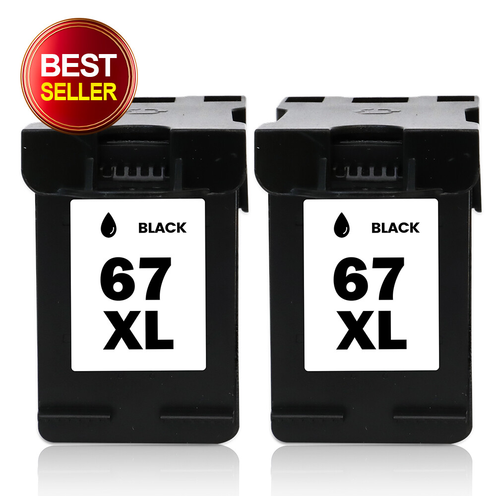 2PK 67XL Ink Cartridges Black For HP DeskJet 2755 4155 4158 Envy 6075 6052e 6455