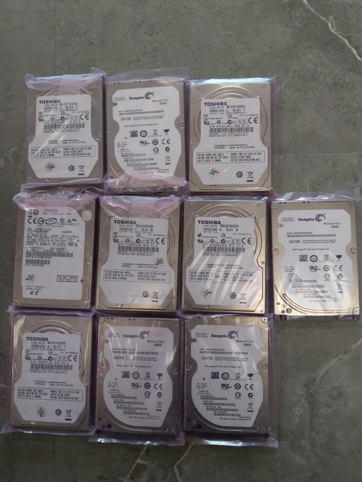 10pcs 320GB 2.5 HDD mixed brands